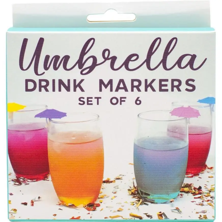 Umbrella Drink Markers, 6ct 3 Umbrella Drink Markers, 6ct