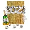 Gold Champagne Celebration New Year's Eve 2023 Balloon Backdrop Kit -Costume Party Decor Store 934426