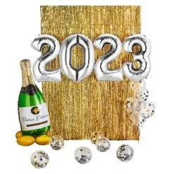 Gold Champagne Celebration New Year's Eve 2023 Balloon Backdrop Kit
