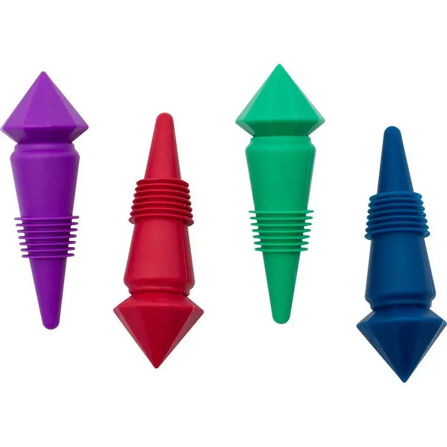 Diamond Top Silicone Wine Stoppers, 4ct 4 Diamond Top Silicone Wine Stoppers, 4ct - Image 2
