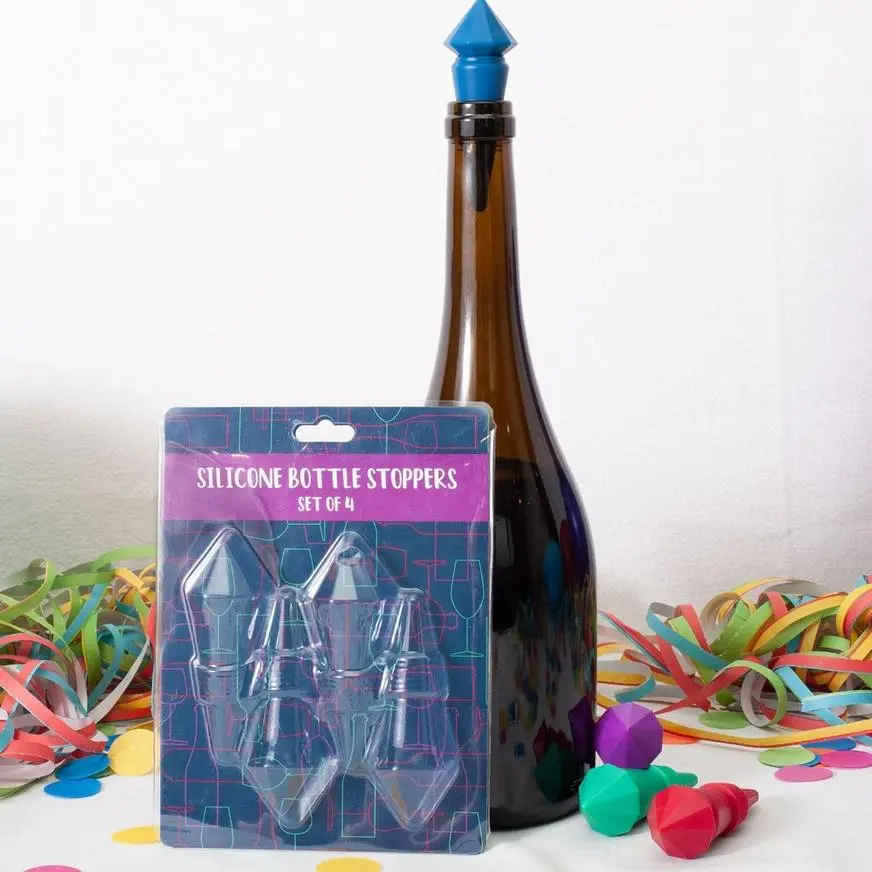 Diamond Top Silicone Wine Stoppers, 4ct 5 Diamond Top Silicone Wine Stoppers, 4ct - Image 3