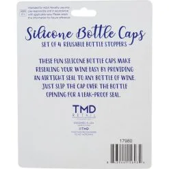 Blue & Pink Cheers! Silicone Bottle Caps, 4ct -Costume Party Decor Store 934461 03