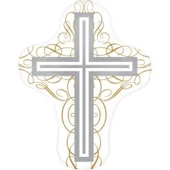 Giant Gold & Silver Cross Balloon, 23in