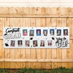 Customizable Congrats Grad Vinyl Photo Horizontal Banner, 78in X 25.6in