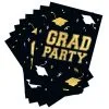 Black & Gold Grad Party Paper Invitations, 4.25in X 6.25in, 8ct -Costume Party Decor Store 935418