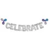 Air-Filled Celebrate Multicolor Confetti Balloon Phrase Banner, 16in Letters -Costume Party Decor Store 936263