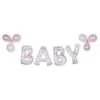 Air-Filled Baby Pink Confetti Balloon Phrase Banner, 16in Letters -Costume Party Decor Store 936265