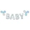 Air-Filled Baby Blue Confetti Balloon Phrase Banner, 16in Letters -Costume Party Decor Store 936266