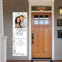 Custom Silver 25th Anniversary Vinyl Photo Vertical Banner, 2ft X 6ft