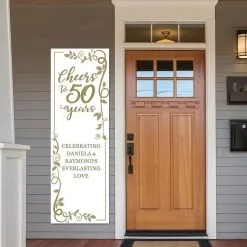 Custom Gold 50th Vinyl Vertical Banner, 2ft X 6ft