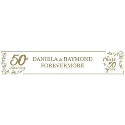 Custom Gold 50th Vinyl Table Runner, 80in X 16in