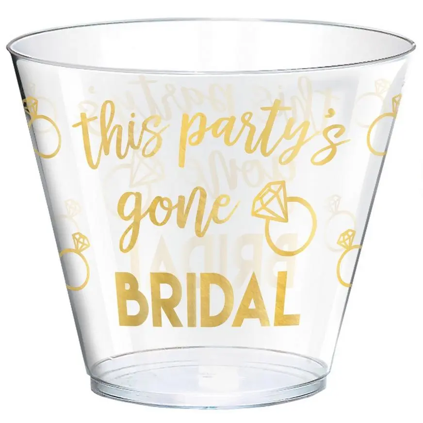 Clear Plastic Bridal Party Tumbler Cups, 9oz, 30ct 3 Clear Plastic Bridal Party Tumbler Cups, 9oz, 30ct