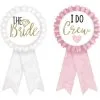 The Bride & I Do Crew Fabric Award Ribbons, 3in X 5.85in, 8pc -Costume Party Decor Store 938516