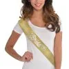Glittery Gold Bride Sash, 30in -Costume Party Decor Store 938519