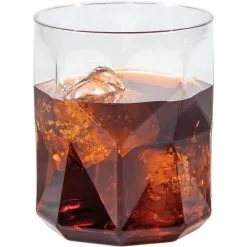 Old Fashioned Faceted Clear Plastic Tumblers, 10oz, 4ct -Costume Party Decor Store 940477 02