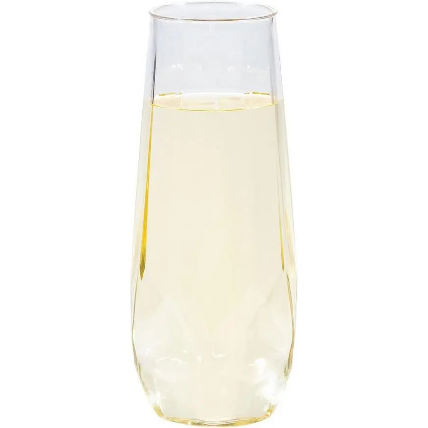 Faceted Clear Plastic Stemless Champagne Flutes, 9oz, 4ct 5 Faceted Clear Plastic Stemless Champagne Flutes, 9oz, 4ct - Image 3