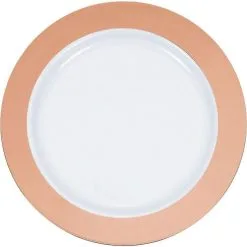 Rose Gold Border Premium Plastic Dinner Plates, 10in, 10ct