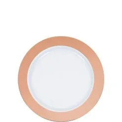 Rose Gold Border Premium Plastic Dessert Plates, 7in, 10ct