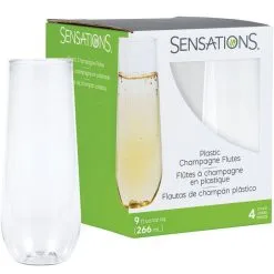 Clear Plastic Stemless Champagne Flutes, 9oz, 4ct