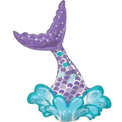Air-Filled Purple Mermaid Tail Foil Balloon, 16in X 23in