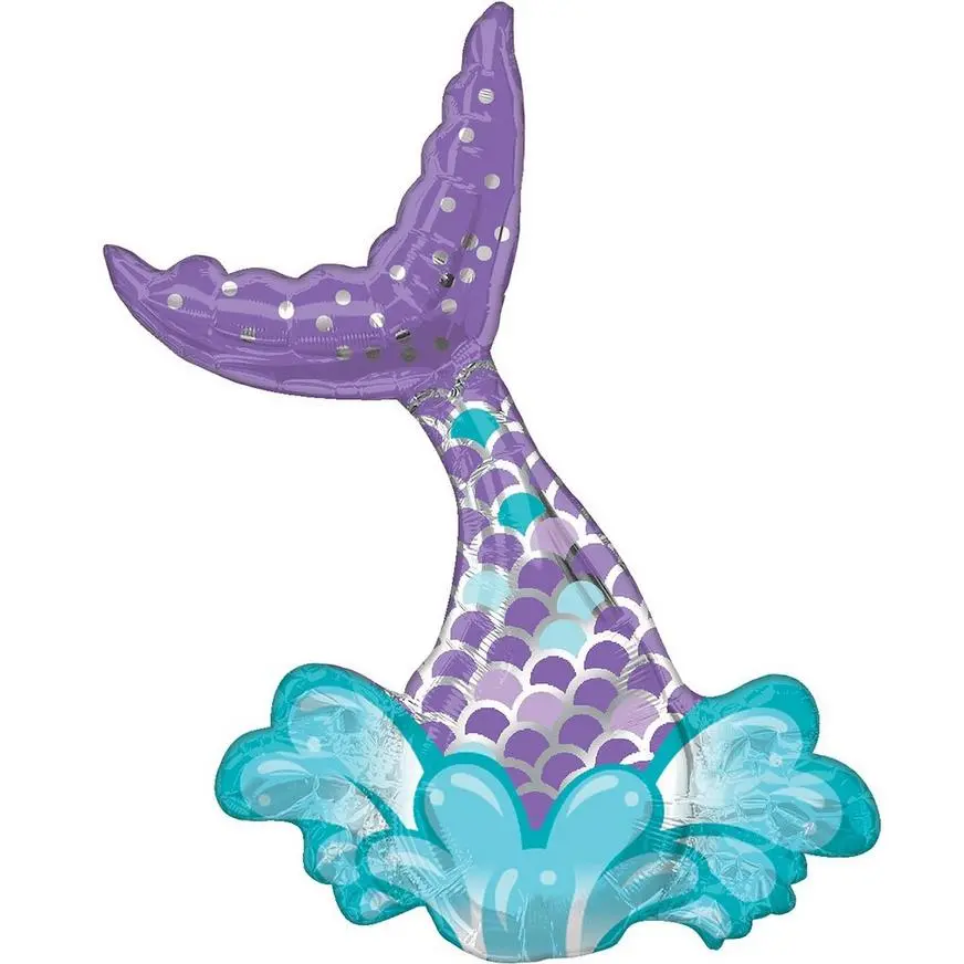 Air-Filled Purple Mermaid Tail Foil Balloon, 16in X 23in 3 Air-Filled Purple Mermaid Tail Foil Balloon, 16in X 23in