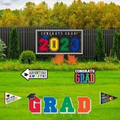 Multicolor Congrats Grad 2023 Graduation Outdoor Decorating Kit