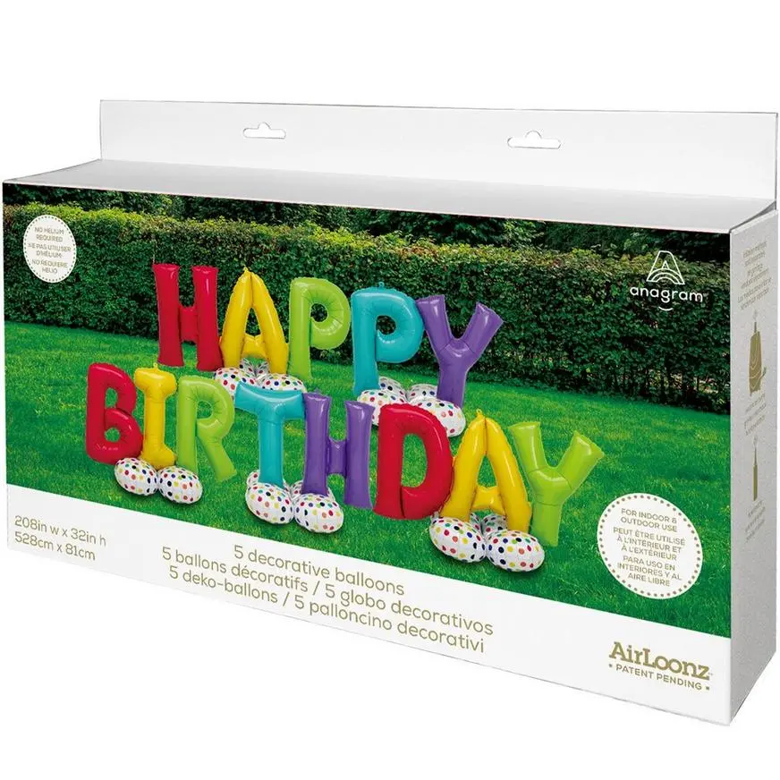 AirLoonz Multicolor Happy Birthday Balloon Phrase Yard Decoration Kit 5 AirLoonz Multicolor Happy Birthday Balloon Phrase Yard Decoration Kit - Image 3