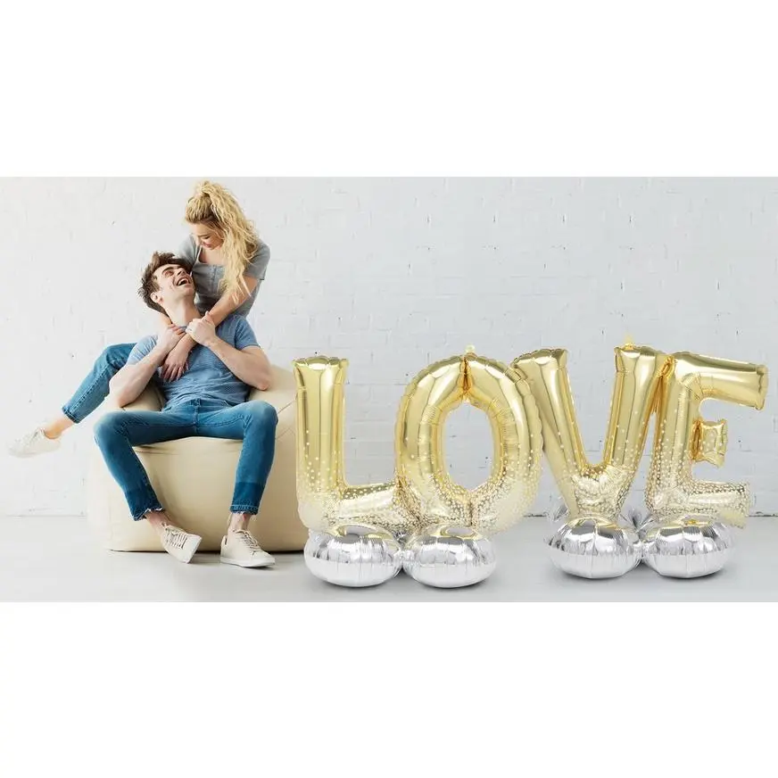 AirLoonz Gold Love Balloon Phrase Yard Decoration Kit 3 AirLoonz Gold Love Balloon Phrase Yard Decoration Kit