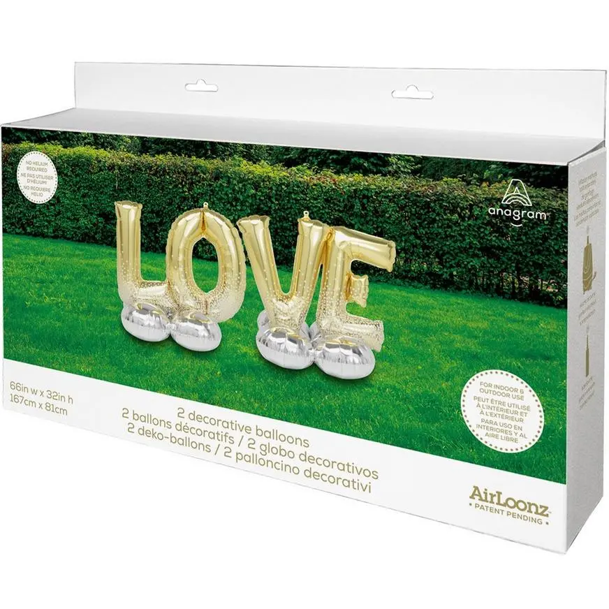 AirLoonz Gold Love Balloon Phrase Yard Decoration Kit 4 AirLoonz Gold Love Balloon Phrase Yard Decoration Kit - Image 2