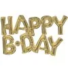 Air-Filled White Gold Happy Birthday Letter Balloon Banner, 2pc -Costume Party Decor Store 941452