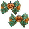 Green & Orange Jack-o'-Lantern Hair Bows, 2ct -Costume Party Decor Store 942793