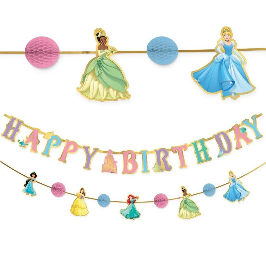 Disney Princess Birthday Banner Set, 2pc, 6ft 3 Disney Princess Birthday Banner Set, 2pc, 6ft
