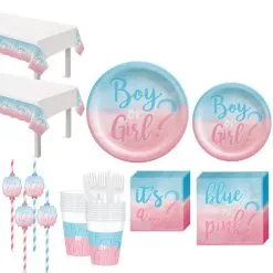 Gender Reveal Tableware Kit For 16 Guests