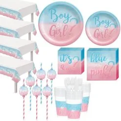 Gender Reveal Tableware Kit For 32 Guests