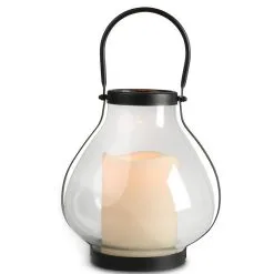 Schoolhouse LED Candle Metal & Glass Lantern, 8.25in X 10.25in 8 Schoolhouse LED Candle Metal & Glass Lantern, 8.25in X 10.25in -Costume Party Decor Store 947553 02