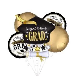 Grad Cap & Diploma Congratulations Grad Foil Balloon Bouquet, 5pc