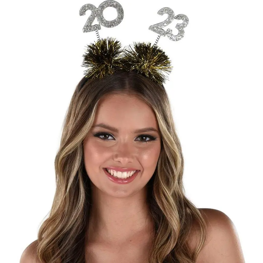 Metallic Silver & Gold 2023 Pom Pom Headbopper 4 Metallic Silver & Gold 2023 Pom Pom Headbopper - Image 2
