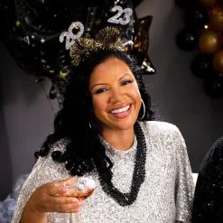 Metallic Silver & Gold 2023 Pom Pom Headbopper 7 Metallic Silver & Gold 2023 Pom Pom Headbopper -Costume Party Decor Store 949044 02