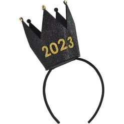 Glitter Black & Gold 2023 Crown Headband