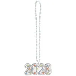 Light-Up Silver 2023 Plastic Necklace, 36in