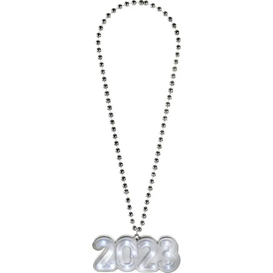 Light-Up Silver 2023 Plastic Necklace, 36in 4 Light-Up Silver 2023 Plastic Necklace, 36in - Image 2