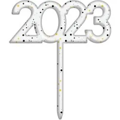 Glitter Black, Silver & Gold 2023 Acrylic Cake Topper