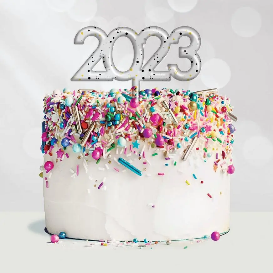 Glitter Black, Silver & Gold 2023 Acrylic Cake Topper 4 Glitter Black, Silver & Gold 2023 Acrylic Cake Topper - Image 2