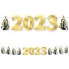 Black, Silver & Gold 2023 Cardstock & Foil Tassel Garland, 8ft -Costume Party Decor Store 949111
