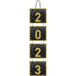 Glitter 2023 Corrugated Cardboard Stacked Sign, 5ft - Black, Silver & Gold