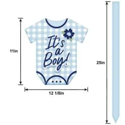 It's A Boy Baby In Bloom Bodysuit Baby Shower MDF Yard Sign, 14.5in X 33.5in -Costume Party Decor Store 951186 02