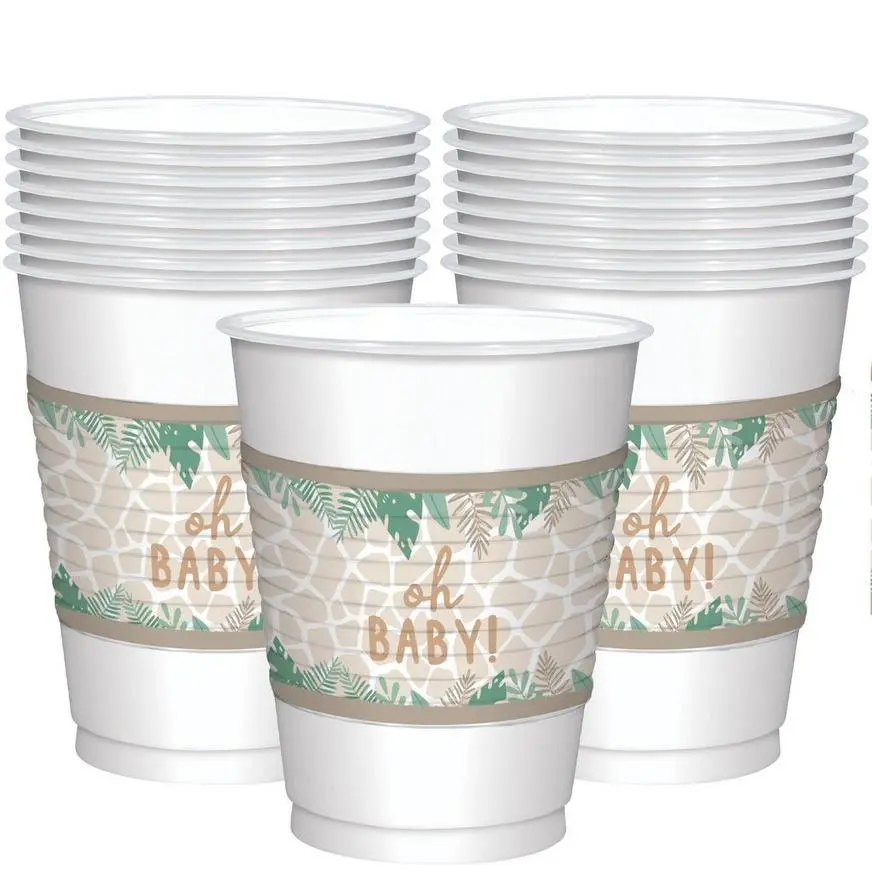 Oh Baby Soft Jungle Baby Shower Plastic Cups, 16oz, 25ct 3 Oh Baby Soft Jungle Baby Shower Plastic Cups, 16oz, 25ct