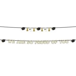 Black, White, & Gold Proud Of You Graduation Banner Set, 12ft, 2pc