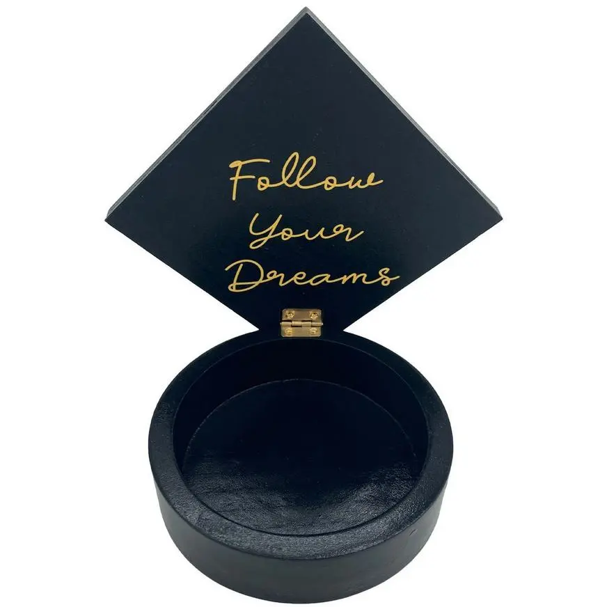 Black & Gold 2023 Graduation Cap Wood Treasure Box, 4.5in 4 Black & Gold 2023 Graduation Cap Wood Treasure Box, 4.5in - Image 2