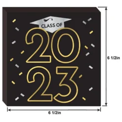 Black, Silver, & Gold Class Of 2023 Graduation MDF Table Sign, 11.9in X 7.75in -Costume Party Decor Store 953493 02